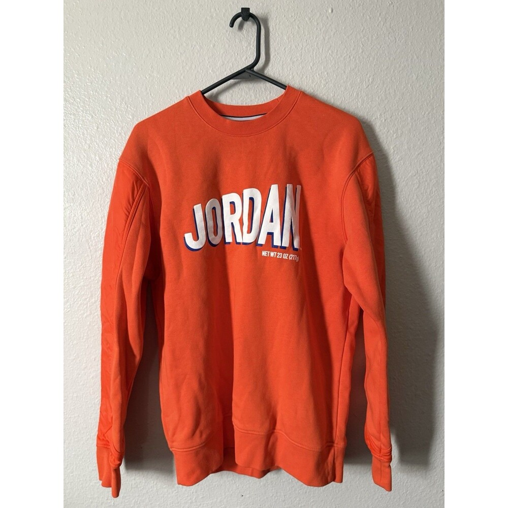 Jordan Sweatshirt Mens Small Orange Fleece Crewneck Pullover Logo Graphic